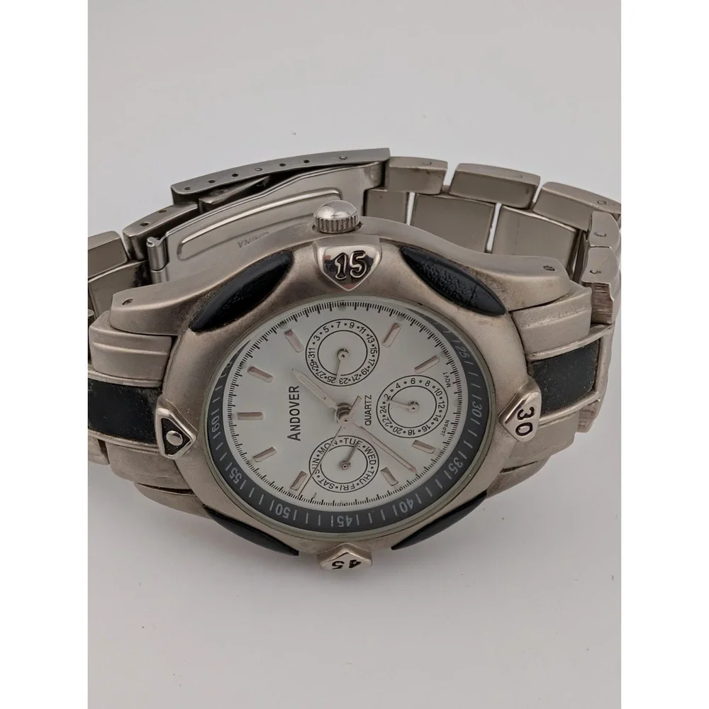 Andover Watch Men 40mm Case‎ Black & Silver 6.75